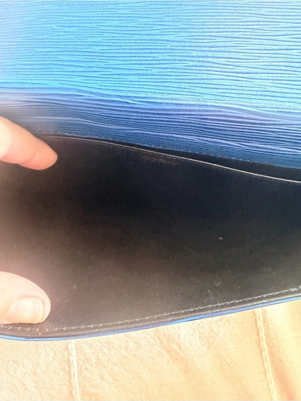Louis Vuitton Navy Epi Leather Clutch with Gold D-Ring